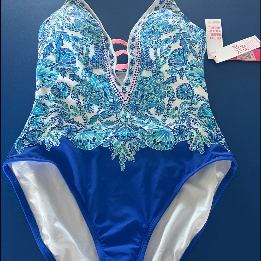 Lilly pulitzer turquoise oasis one piece swim suit